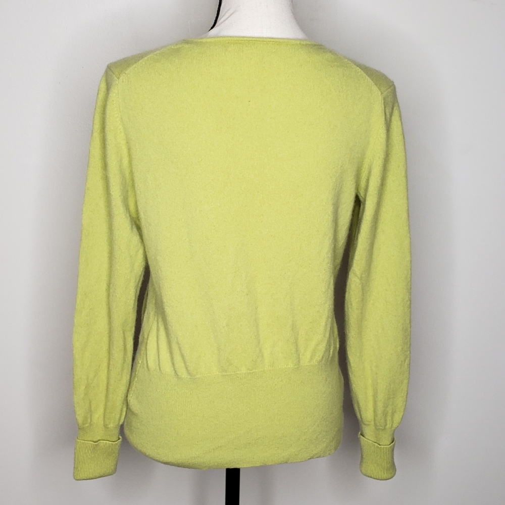 Vintage Sweater Cardigan Small Cashmere Marshall Fields Green Crewneck - Picture 6 of 15